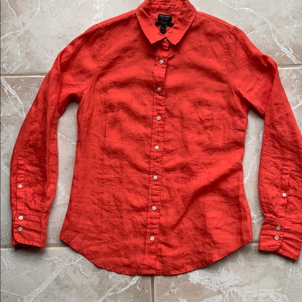 J. Crew Baird McNutt Irish Linen Coral Top